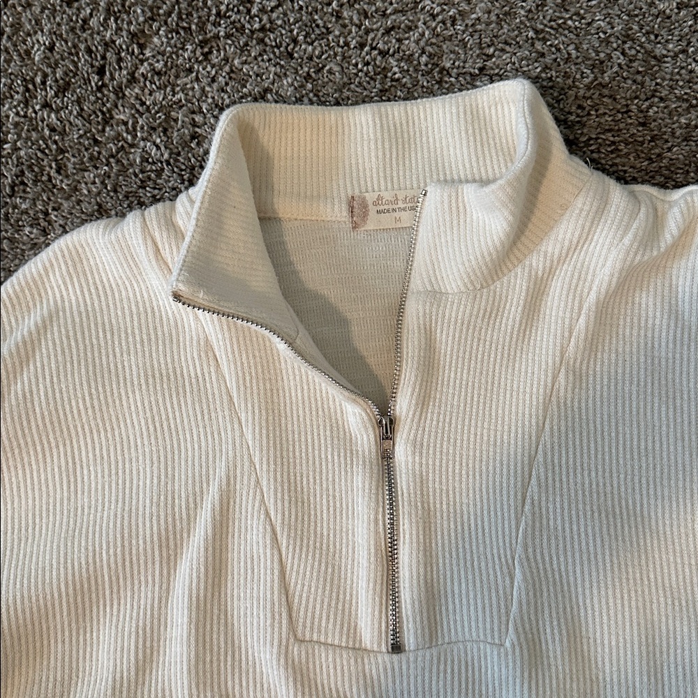 Cream Ribbed Long Sleeve Top - Picture 2 of 3